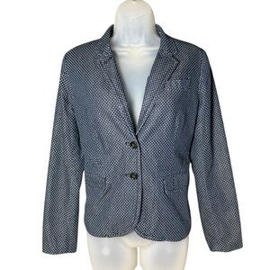 J.Crew Schoolboy Blazer Size 6 Chambray Polka Dot Classic Denim Look Jacket